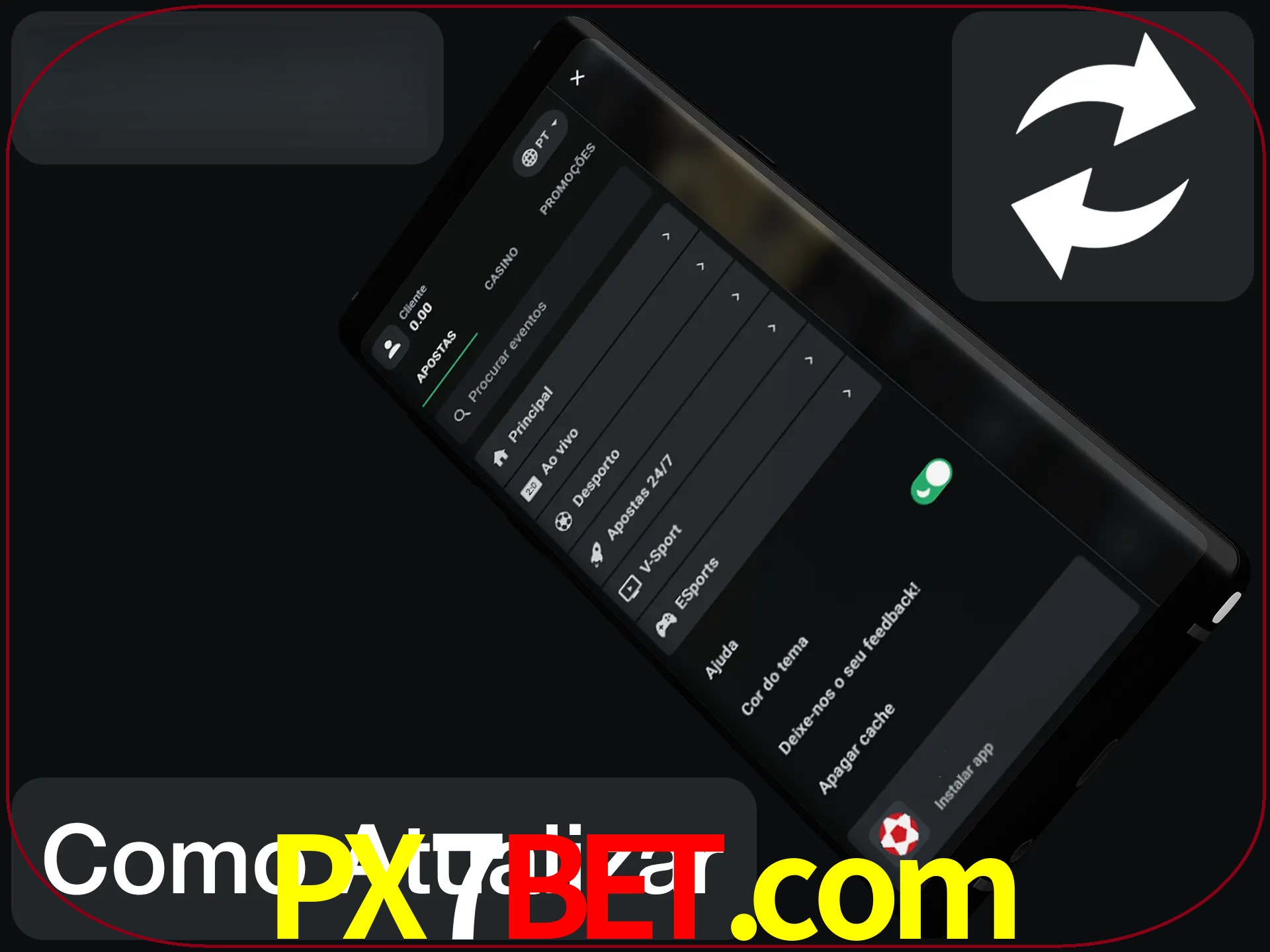 O aplicativo é atualizado automaticamente quando você faz o login.