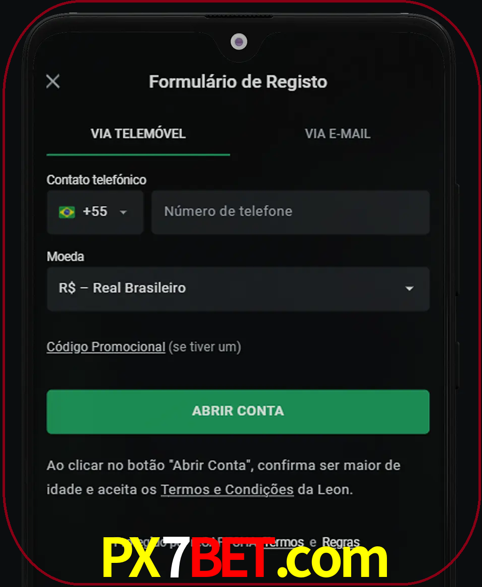 Abra o aplicativo e inicie o processo de registro.